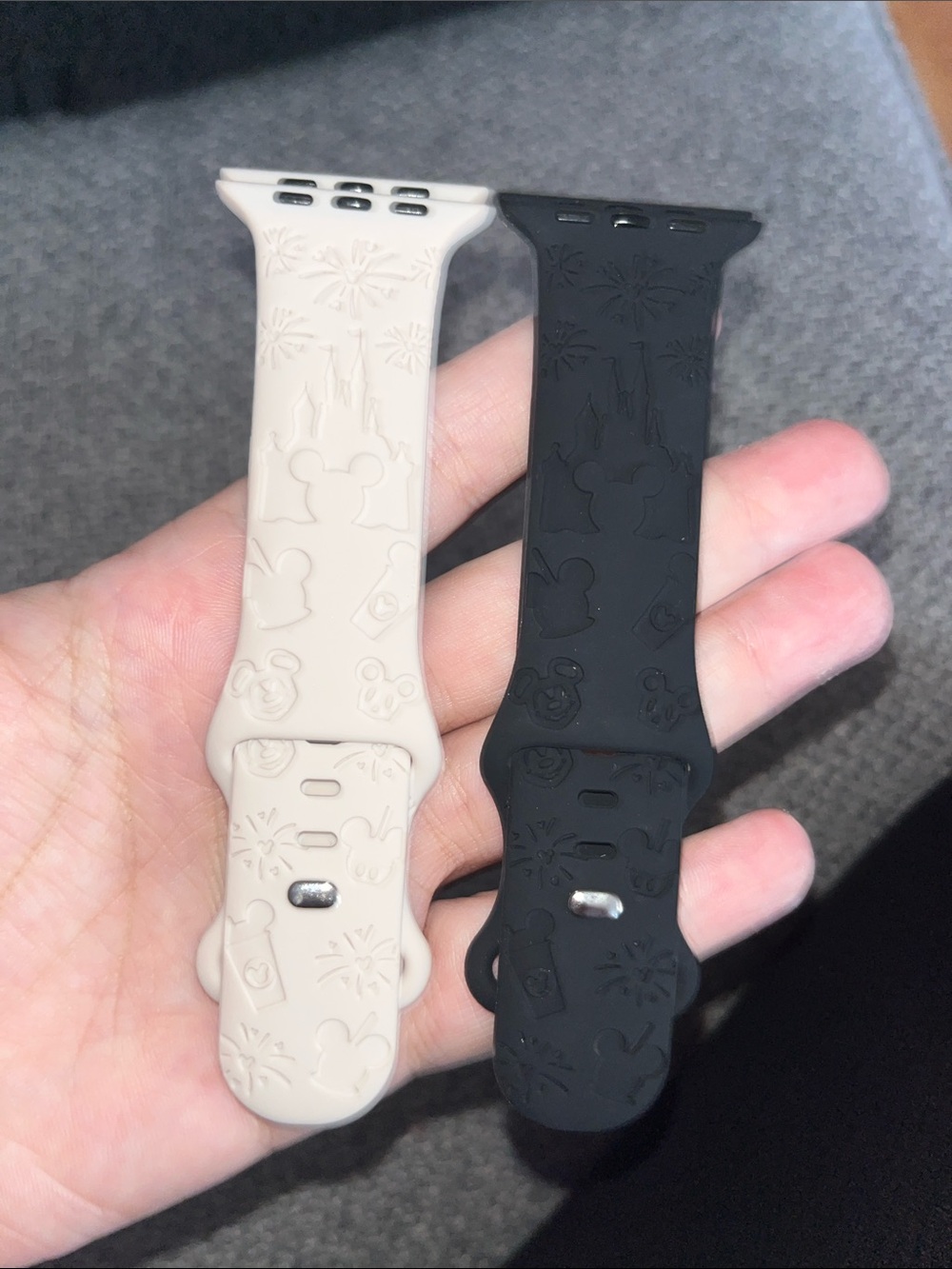 Silicone Decorative Watch Bands - Black & Beige Disney theme Bundle